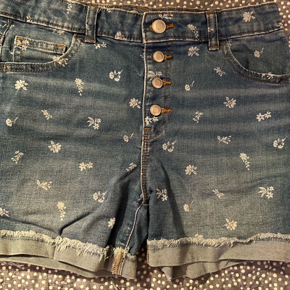 Wonder Nation Light Blue Floral Button Shorts
